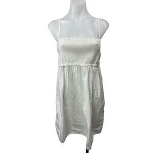 Aritzia Sunday Best White Ruffle Smocked Cami Camisole A Line Mini Dress Size M